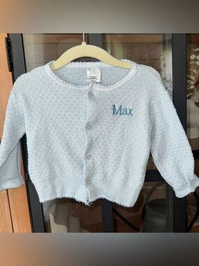 Paty Inc Max Cardigan sweater knit embroidered personalized monogrammed buttons